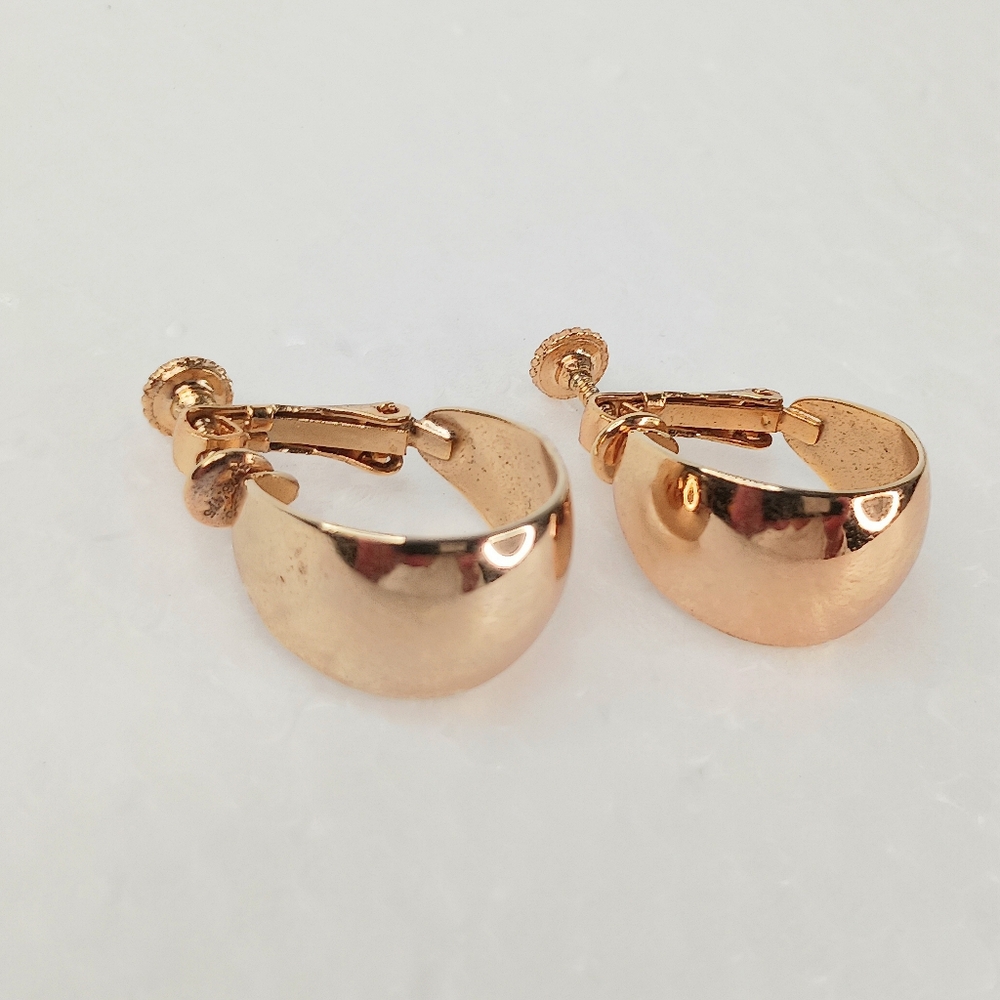 Napier Earrings Classic Goldtone Wide Hoop Screw Back